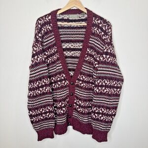 Vintage Christopher Hayes Wool Fair Isle Cardigan Grandpa Preppy Academia Mens M